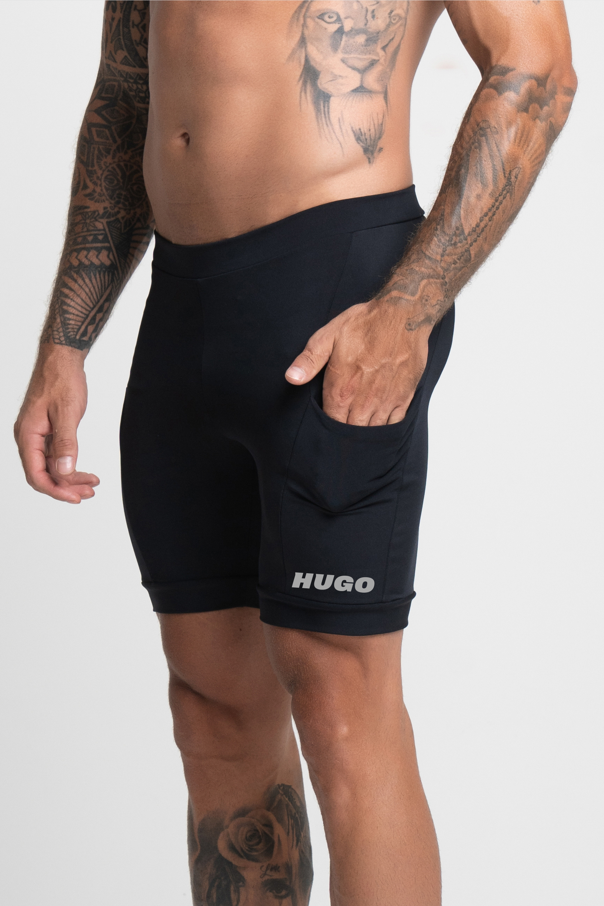Bermuda de Compressão Masculina Preta Personalizada