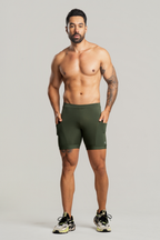 Bermuda de Compressão Masculina Verde Militar Personalizada