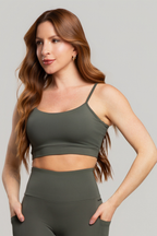 Top Feminino Fitness Conforto Suplex Poliamida Verde