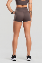 Short Feminino Fitness Poliamida FlowFit Marrom