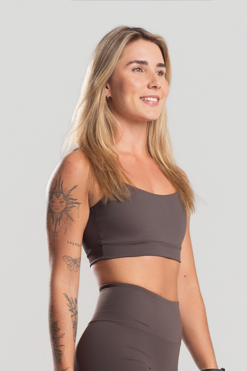 Top Feminino Fitness Conforto Suplex Poliamida Marrom