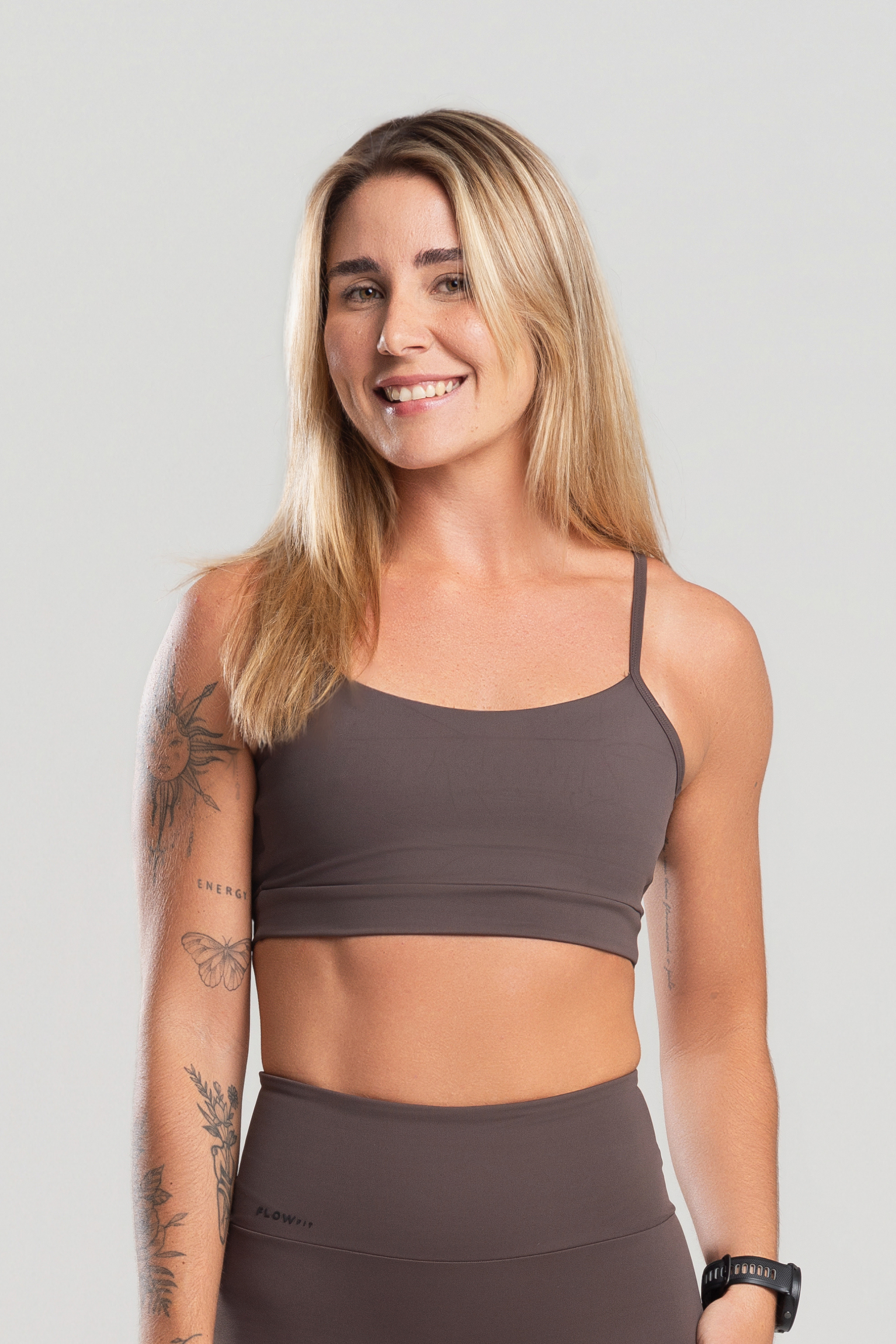 Top Feminino Fitness Conforto Suplex Poliamida Marrom