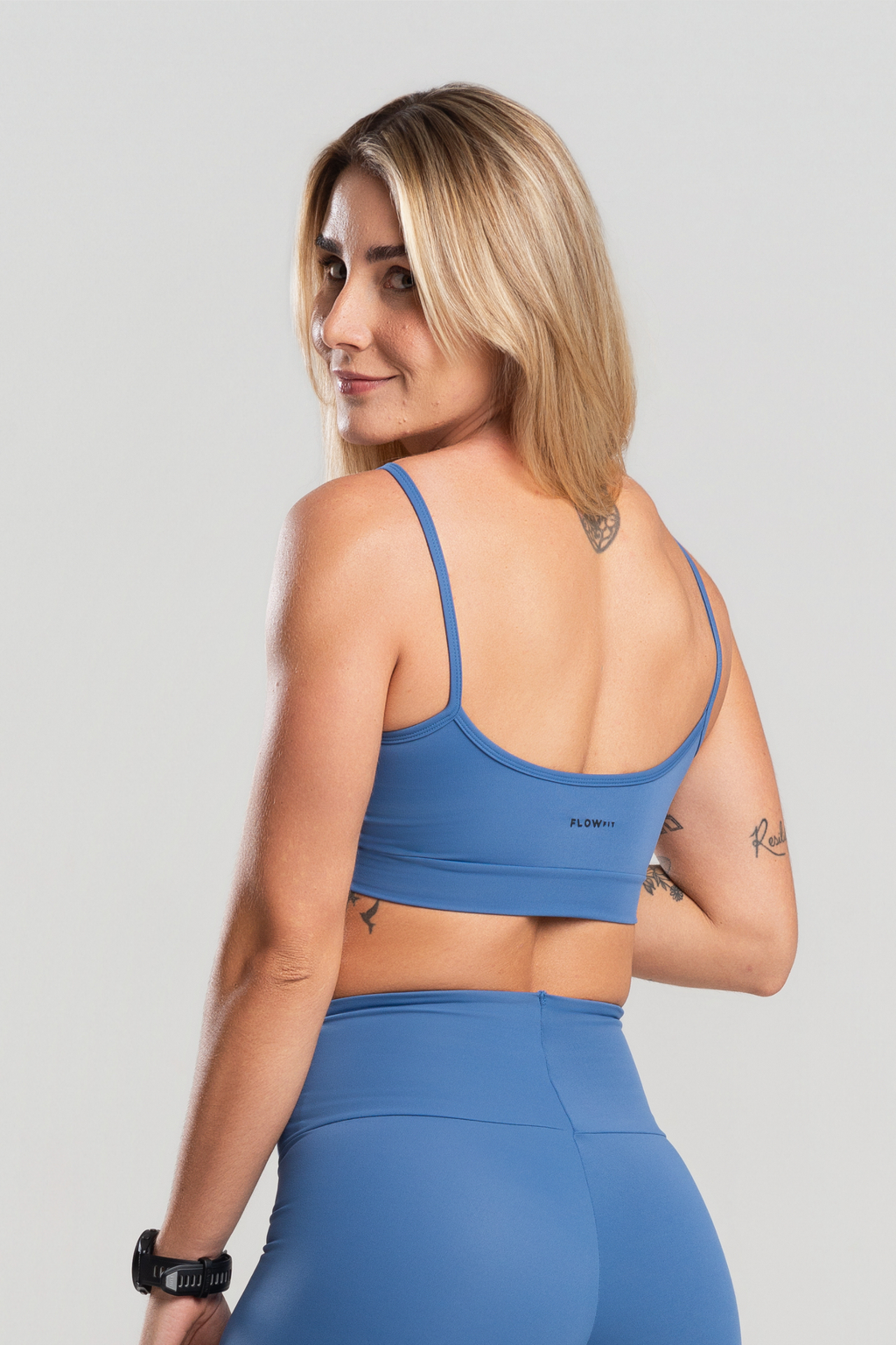 Top Feminino Fitness Conforto Suplex Poliamida Azul