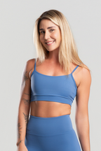 Top Feminino Fitness Conforto Suplex Poliamida Azul