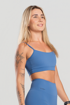 Top Feminino Fitness Conforto Suplex Poliamida Azul