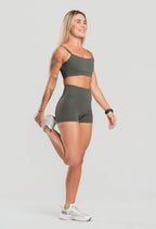 Conjunto Feminino Short+Top Flowfit Verde Militar