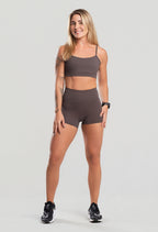 Conjunto Feminino Short+Top FlowFit Marrom